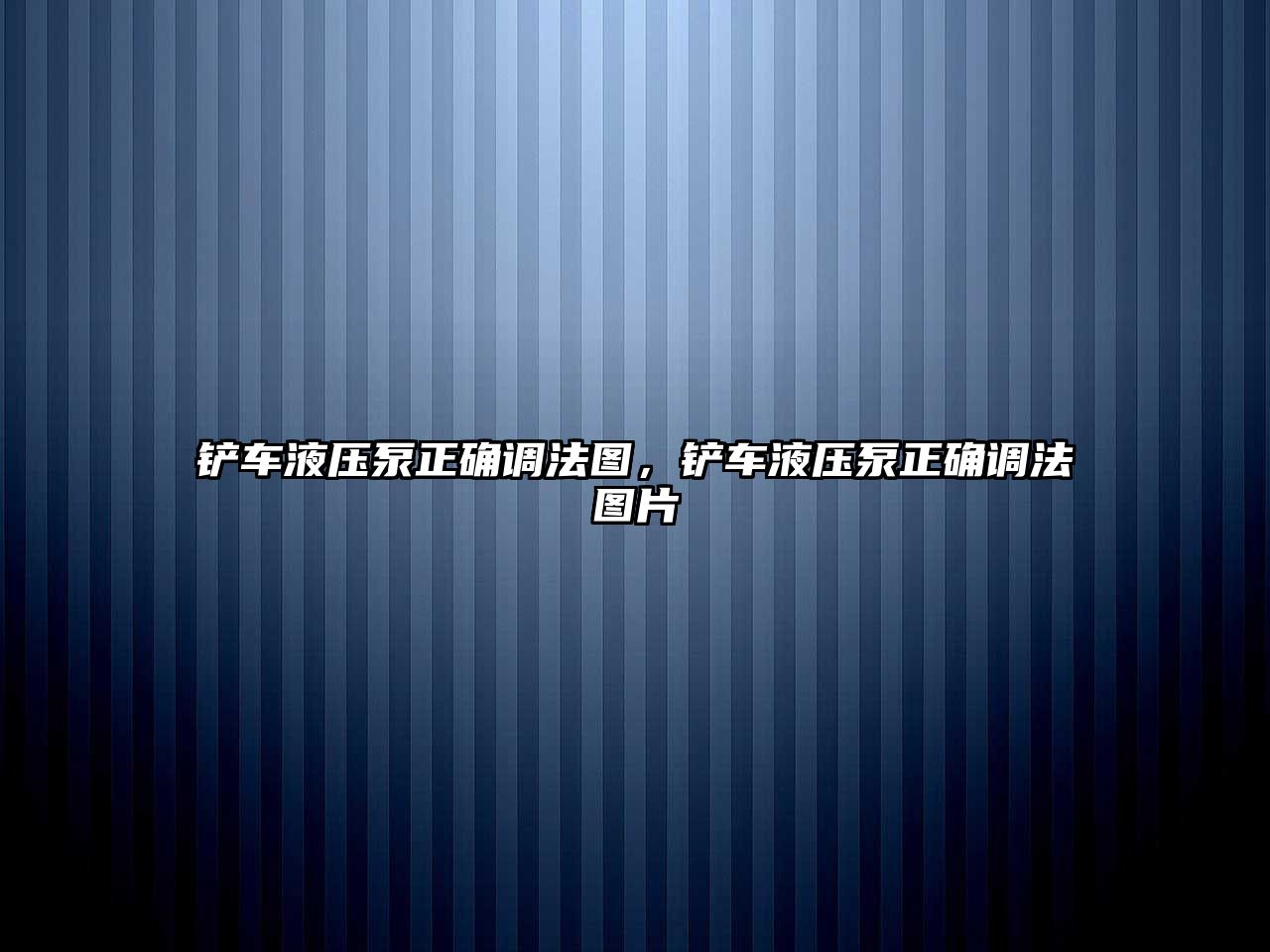 鏟車液壓泵正確調法圖，鏟車液壓泵正確調法圖片